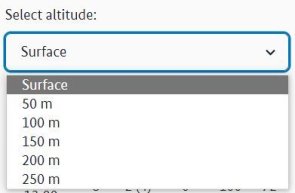 Selection of altitude dropdown